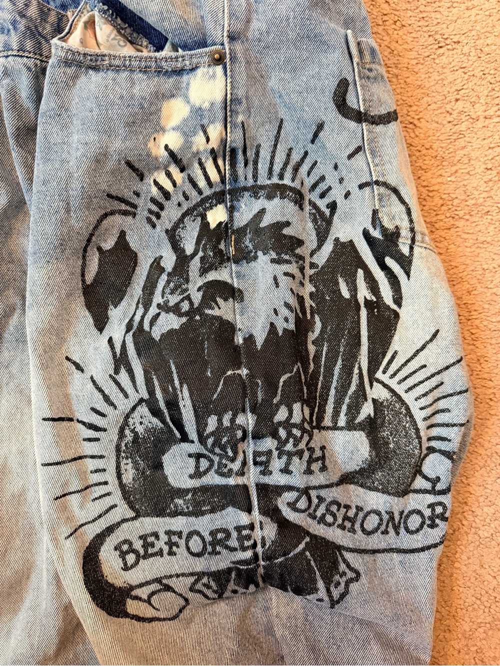 Vintage Y2K Ed Hardy Death Before Dishonor Skull Eagle Jeans 38 - Picture 15 of 16